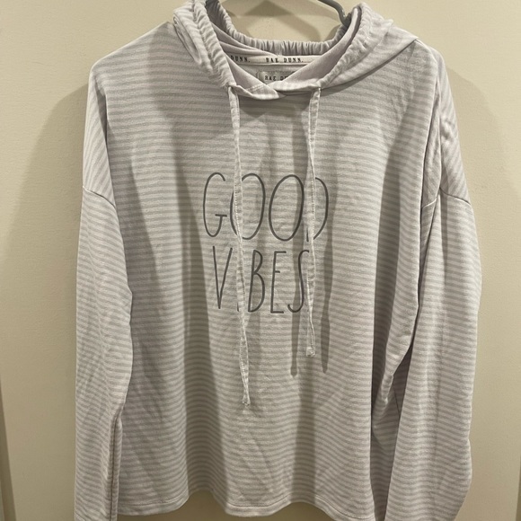 Rae Dunn‎ Women's "GOOD VIBES" Slim Fit Pullover Fashion Hoodie Sz M - Picture 3 of 8